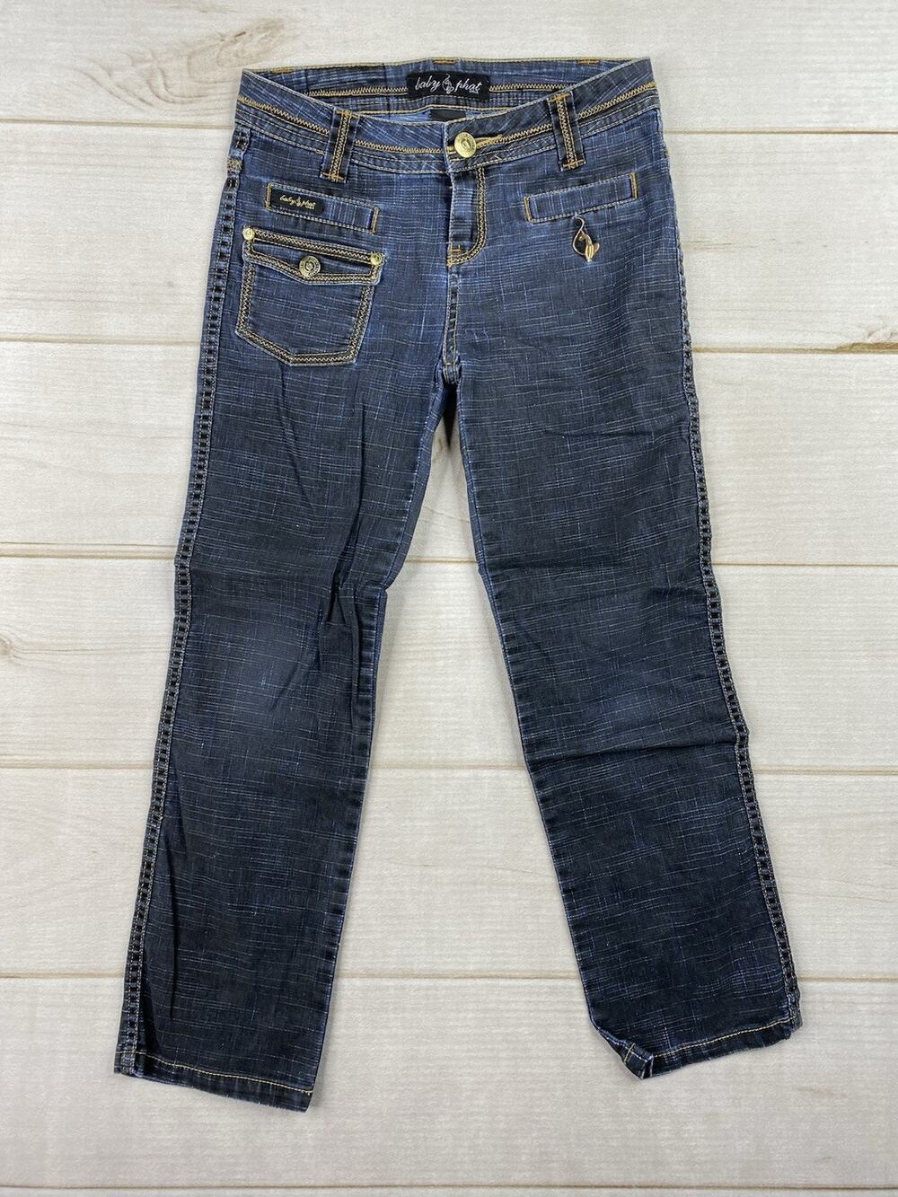 Vintage Baby Phat Jeans Girls 8 Blue Denim Embroidered Cat Kids Y2K 90s